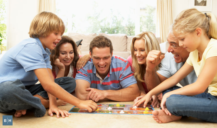 spending time in the game room with the kids